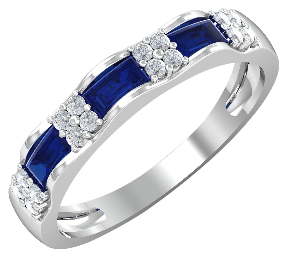 18KT White Gold Luxury Blue Sapphire Band for Women-image-17