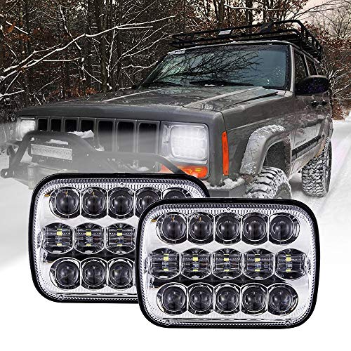 DOT 110W 5x7 Inch Led Headlights 7x6 Inch Hi/Low Led Sealed Beam Headlamp Compatible with Jeep Wrangler YJ Cherokee XJ Kenworth T300 1997-2010 H4 Plug H6054 Headlights H5054 6054 6052ï¼ˆChromeï¼‰