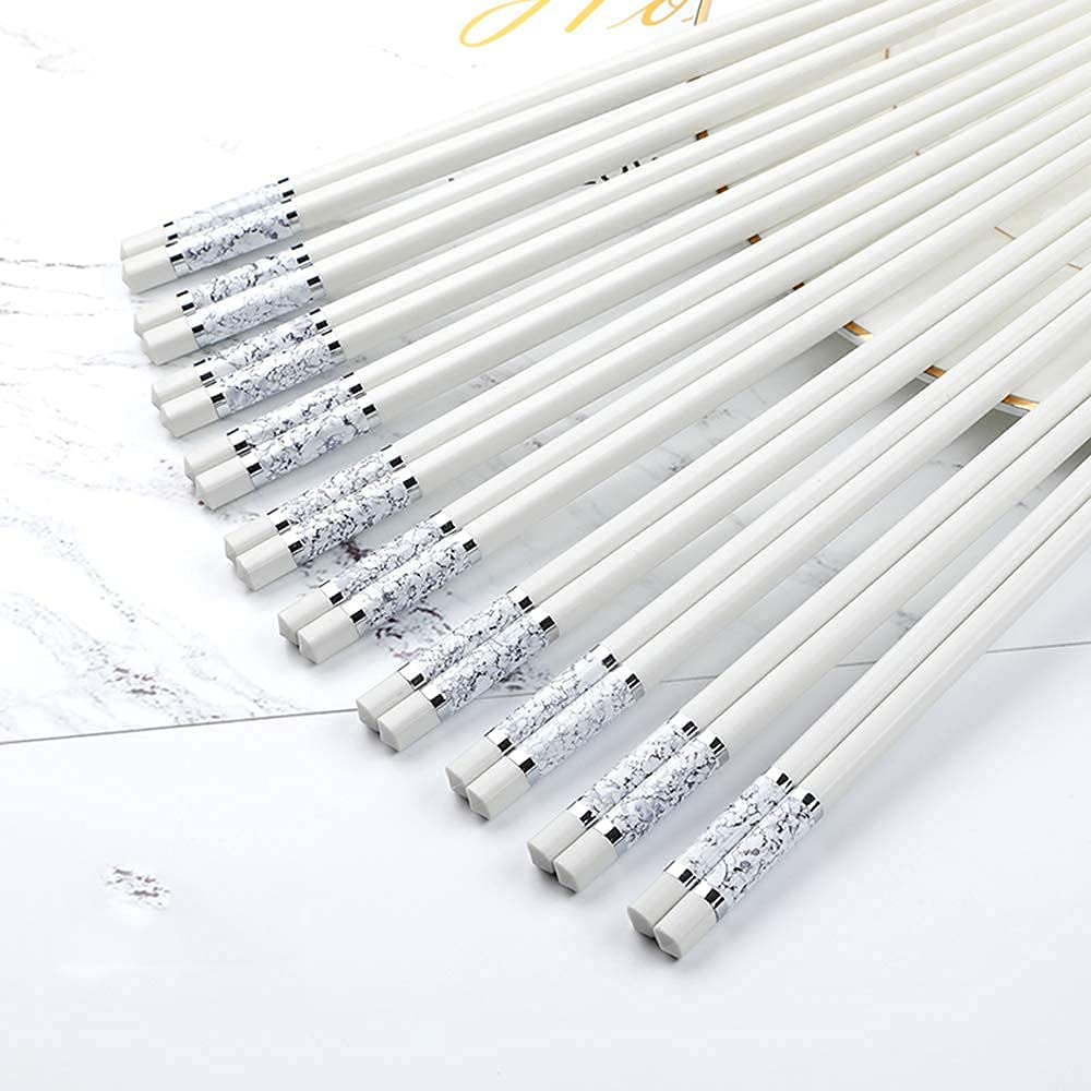 SaryEdge Chopsticks Reusable Chopsticks Set Chop Sticks 10 Pairs Fiberglass Chopsticks Gift Set White Anti-Skid Alloy Chopsticks Reusable Dishwasher-Safe,And-24.2Cm (C 24.2Cm,C-24.2Cm