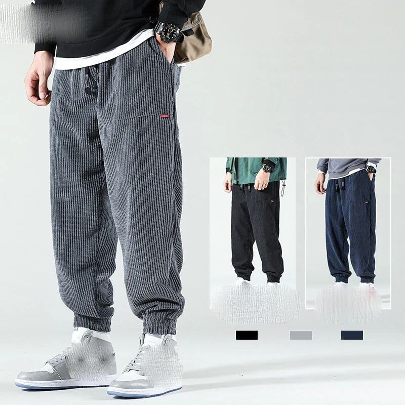 Mannen Kleding Herfst Winter Elastische Dikke Corduroy Broek Mannen Business Losse Rechte Midlife Broek Jogger Broek, Bruin, 50
