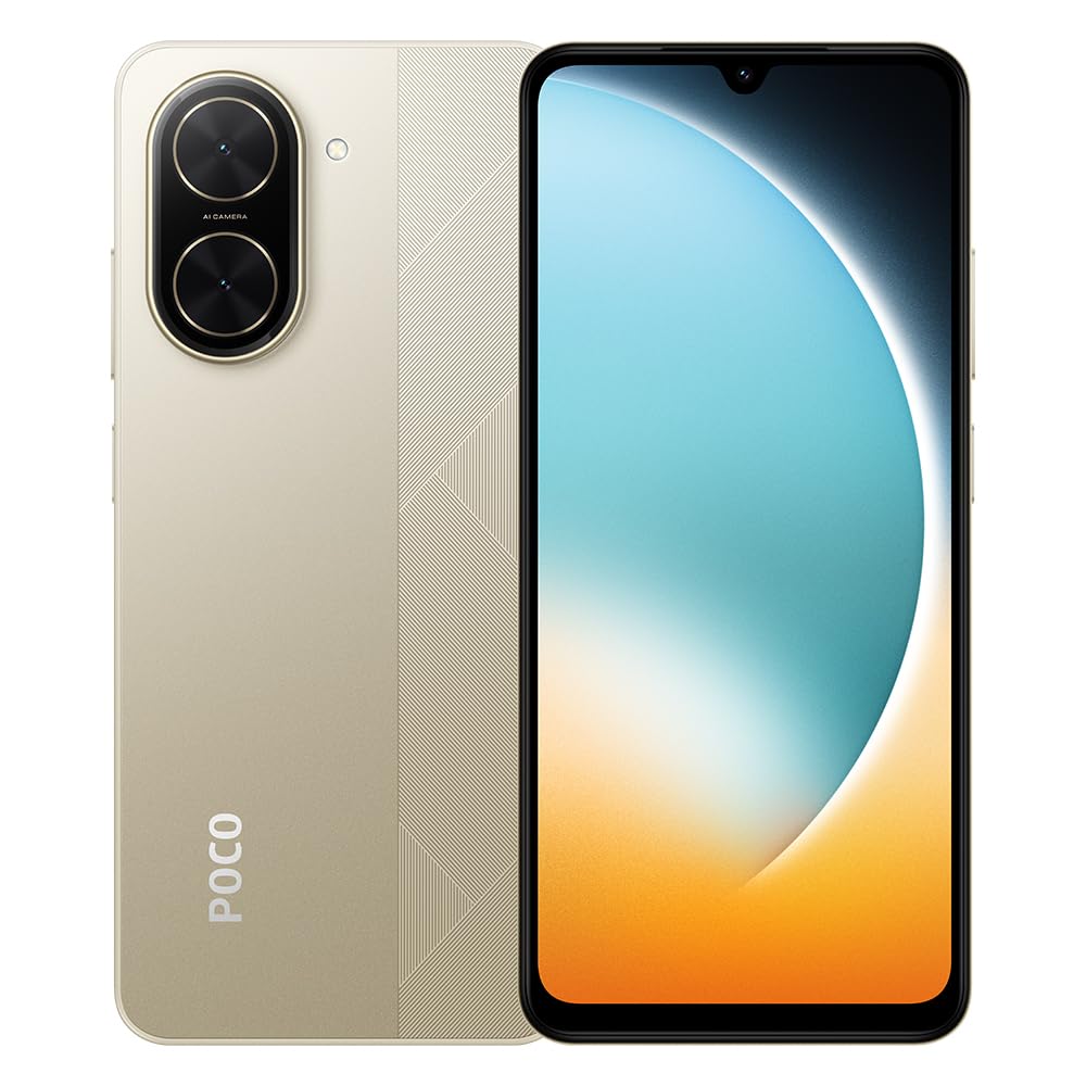 XIAOMI POCO C71 4G Smartphone, Gold, 4GB+128GB, 6.88-inch HD+ Display, 5200mAh Battery, 32MP AI Dual Camera, 15W Fast Charging (with Charger)