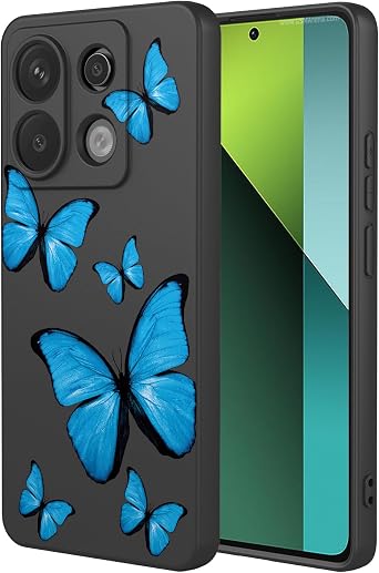Phone Case for Redmi Note 13 Pro 5G Case, Xiaomi Poco X6 5G Case Cute Butterfly Pattern Design Slim Protective Soft TPU Bumper Phone Cover for Xiaomi Redmi Note 13 Pro 5G Black Butterfly