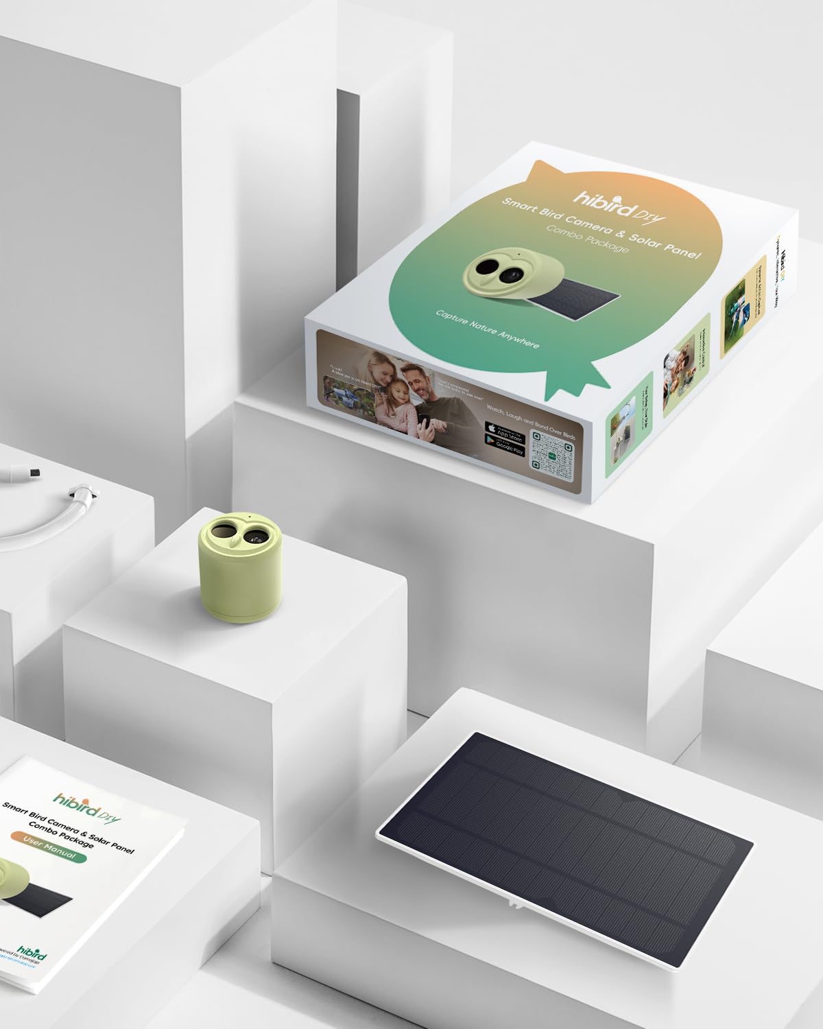Hibird 4K HD - Cámara inteligente alimentadora de pájaros alimentada por energía solar, 2.4G/5G WiFi dual inalámbrico al aire libre, captura de video automática de pájaros de cámara lenta 6X