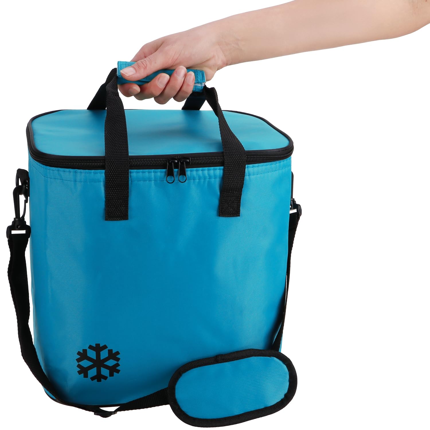 COM-FOUR® Borsa termica pieghevole 18 l blu scuro per campeggio e attività all'aperto