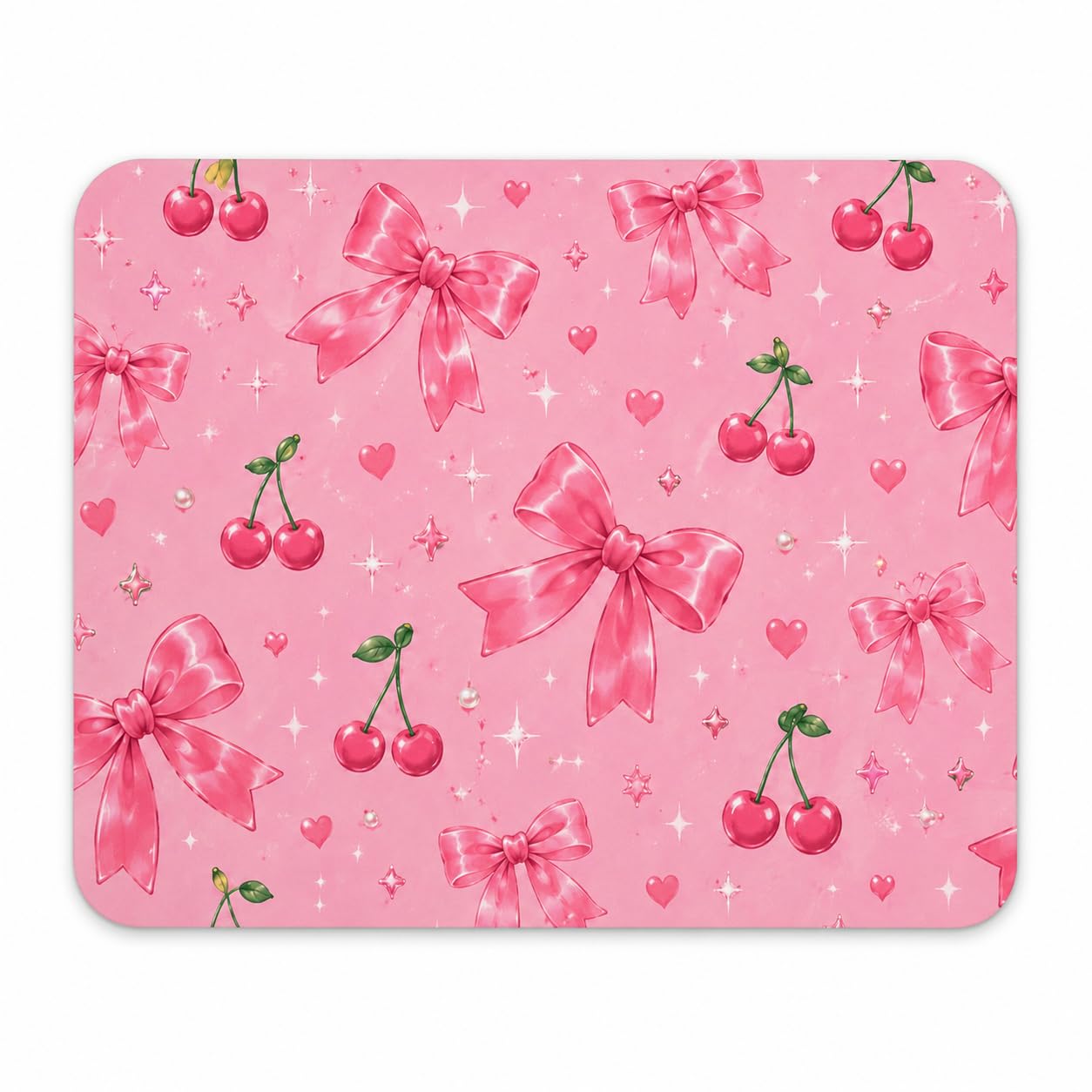 Cute Pink Bow & Cherry Mouse Pad with Non-Slip Rubber Base, Smooth Surface for Laptop, Computer, Office, Study and Gaming, Rounded Edges, 18 x 22 cm-image-36