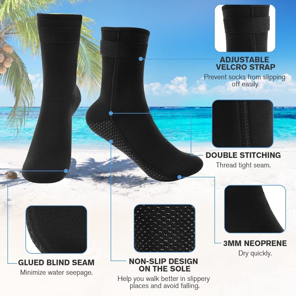 flintronic Calzini da Immersione, Calzini Neoprene, Calze in Neoprene da 3 mm, Calze Nuoto Antiscivolo, Calze Subacquea per Subacquee, Snorkeling, Surf, Vela, Immersioni, Kayak