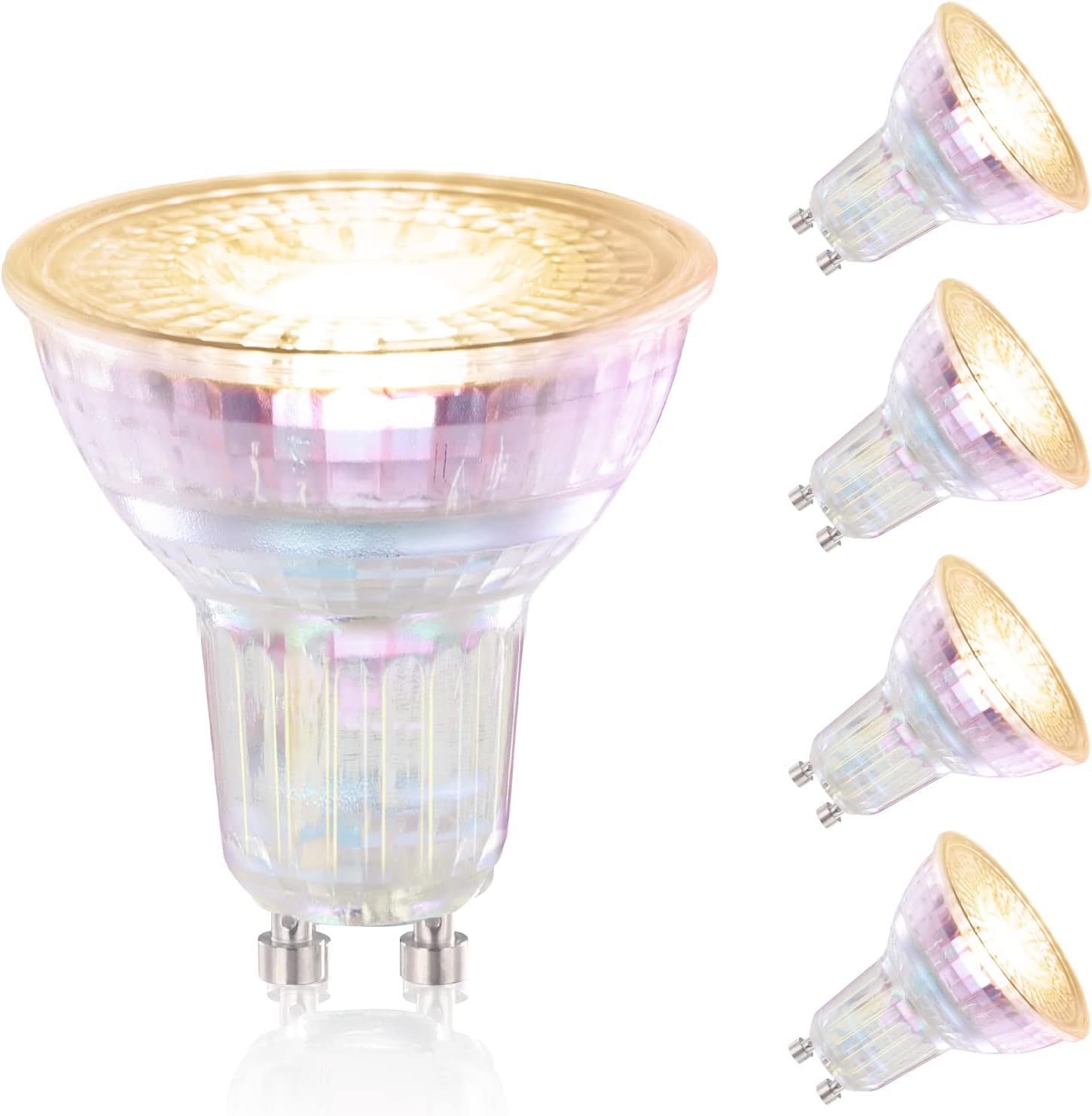 Linkind5 Pack GU10 LED Spot Bulbs Classic Glass, 4.2W Warm White 2700K, 50W Traditional Bulb Equivalent, 425lm, 36° Narrow Beam, AC 220-240V, Non-dimmable