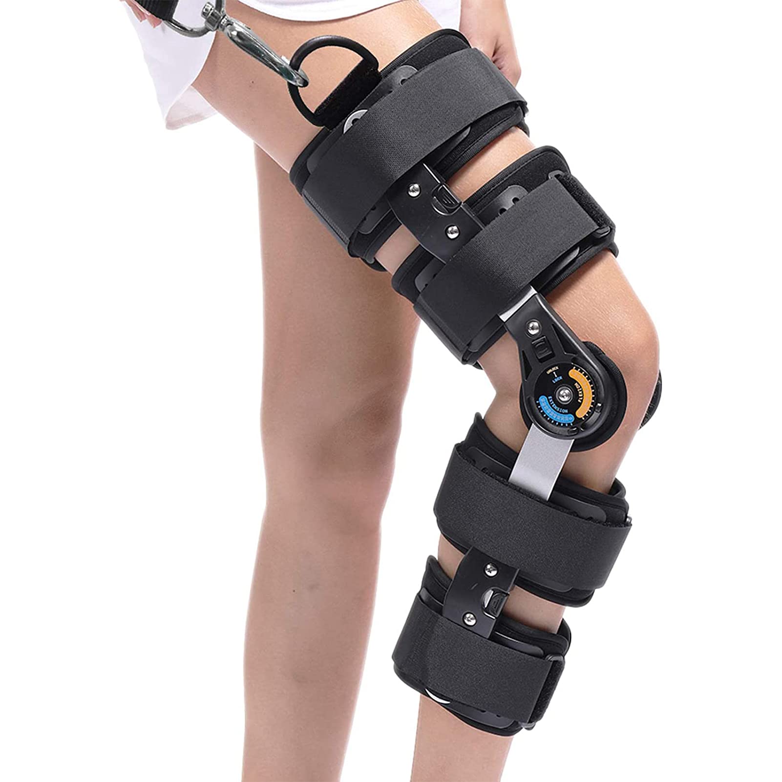 WDSOPK Hinged Knee Brace ROM Knee Immobilizer Brace Leg Braces Orthopedic Patella Knee Brace Knee Immobilizer Brace Support Orthosis,Adjustable for Left Leg and Right Leg