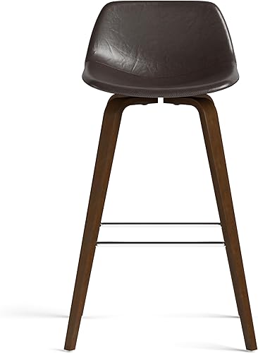 Miniatura 198 de SIMPLIHOME Randolph - Taburete moderno de mediados de siglo de madera curvada de 28 pulgadas (juego de 2) en piel sintética vegana gris piedra para