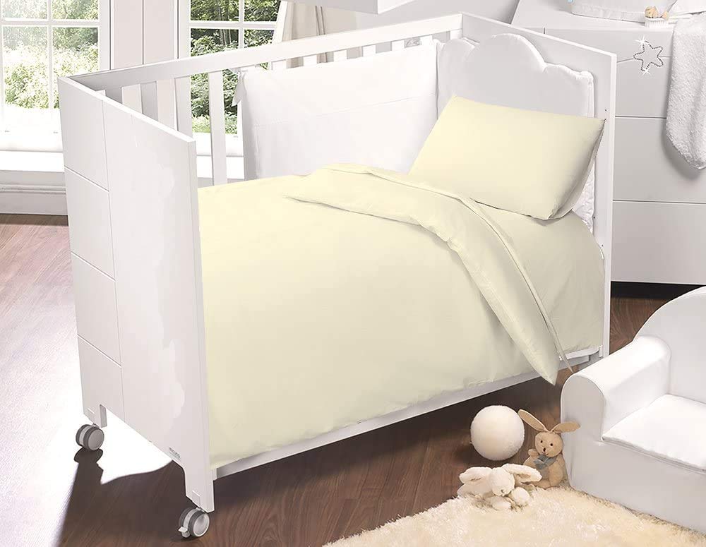 Cream Cot Bed Luxury Egyptian Cotton Complete Bedding Toddler Set, Duvet Cover, Pillowcase, Fitted Sheet
