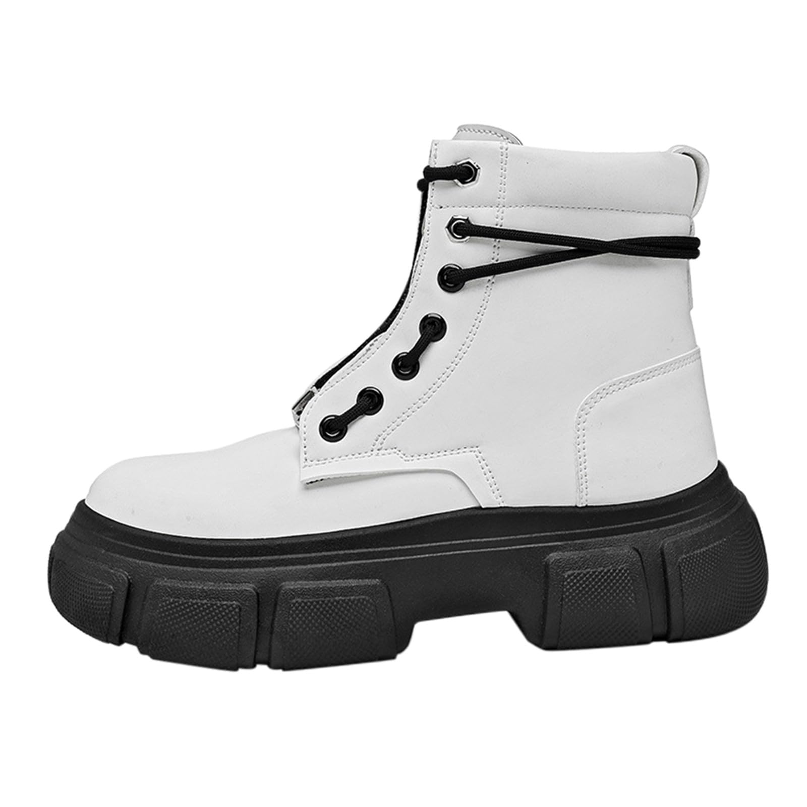 Ankle Boots Damen Leder Stiefeletten Mit Schnürung Plateau Biker Boots