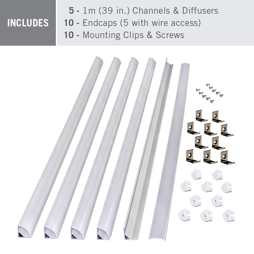 Armacost Lighting 960051 LED Tape Light Channel Mount with Diffuser, Silver