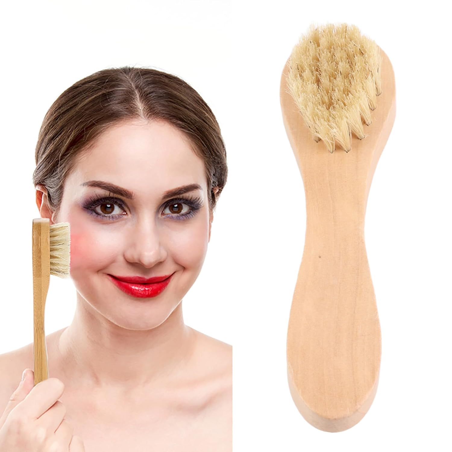 Sonew Face Brushes for Cleansing and Exfoliating Soft Wood Handle Brushing Scrubbing Skin Cleaning Scrub Scrubber Brush for Men Women