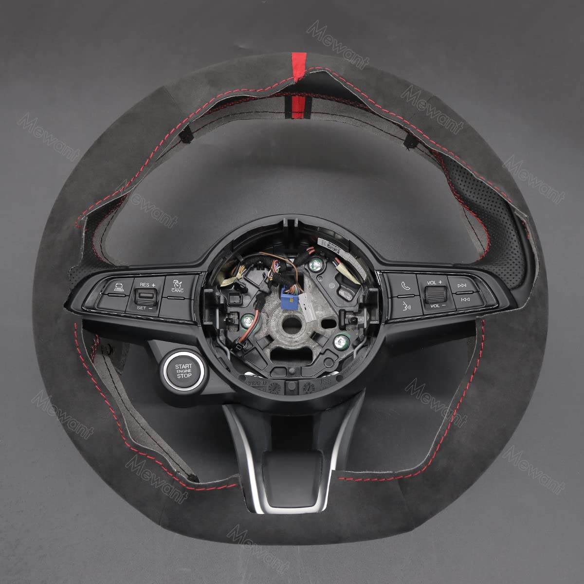 MEWANT Funda de Volante a Medida para Coser Alfa Romeo Giulia | volante de coche cosida a mano/Alfa Romeo Giulia 2020-22/Stelvio 2020-22/Tonale 2022 (no apta/la versión Quadrifoglio)