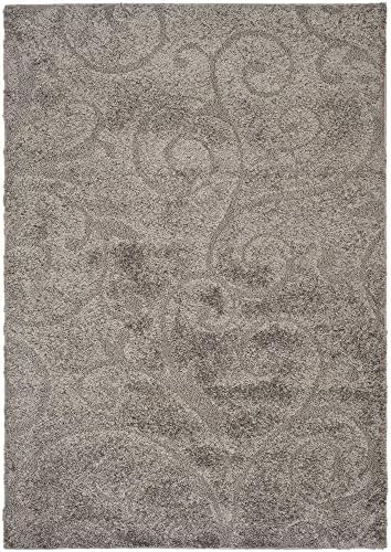 SAFAVIEH Florida Shag Collection Area Rug - 5'3" x 7'6", Grey, Scroll Design, Non-Shedding & Easy Care, 1.2-inch Thick Ideal for High Traffic Areas in Living Room, Bedroom (SG455-8013)