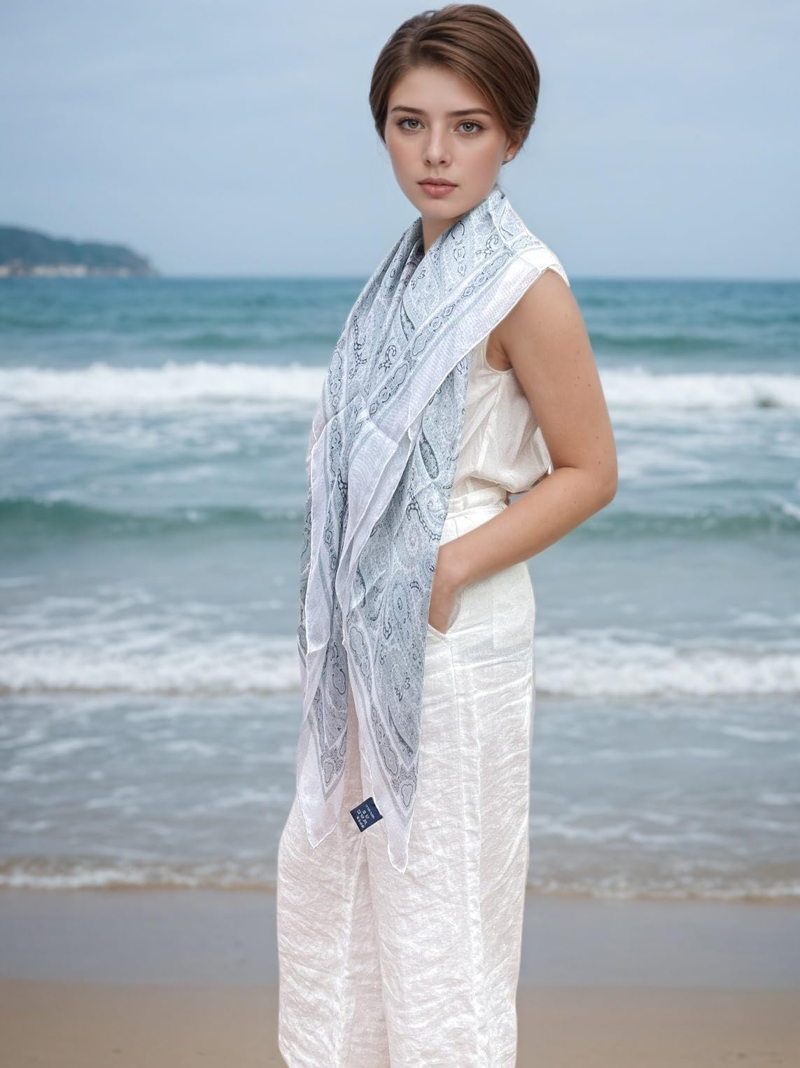 XL extra grande 108 cm Sciarpa Foulard in seta tessuta Xili estiva protezione solare stola leggera