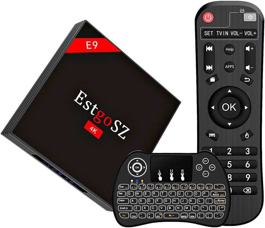 Android TV Box 4GB 64GB EstgoSZ H96 Max TV Box Android 7.1 RK3328 Support 2.4G/5G Dual Wifi/100M LAN/BT 4.0 /H265/3D 4K Smart Android Box with Wireless Backlight Keyboard