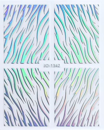 Jmeowio 12 Sheets Aurora Butterfly Nail Art Stickers Decals Self-Adhesive Pegatinas Uñas Glitter Holographic Star Nail Supplies Nail Art Design Decoration Accessories #TOP7