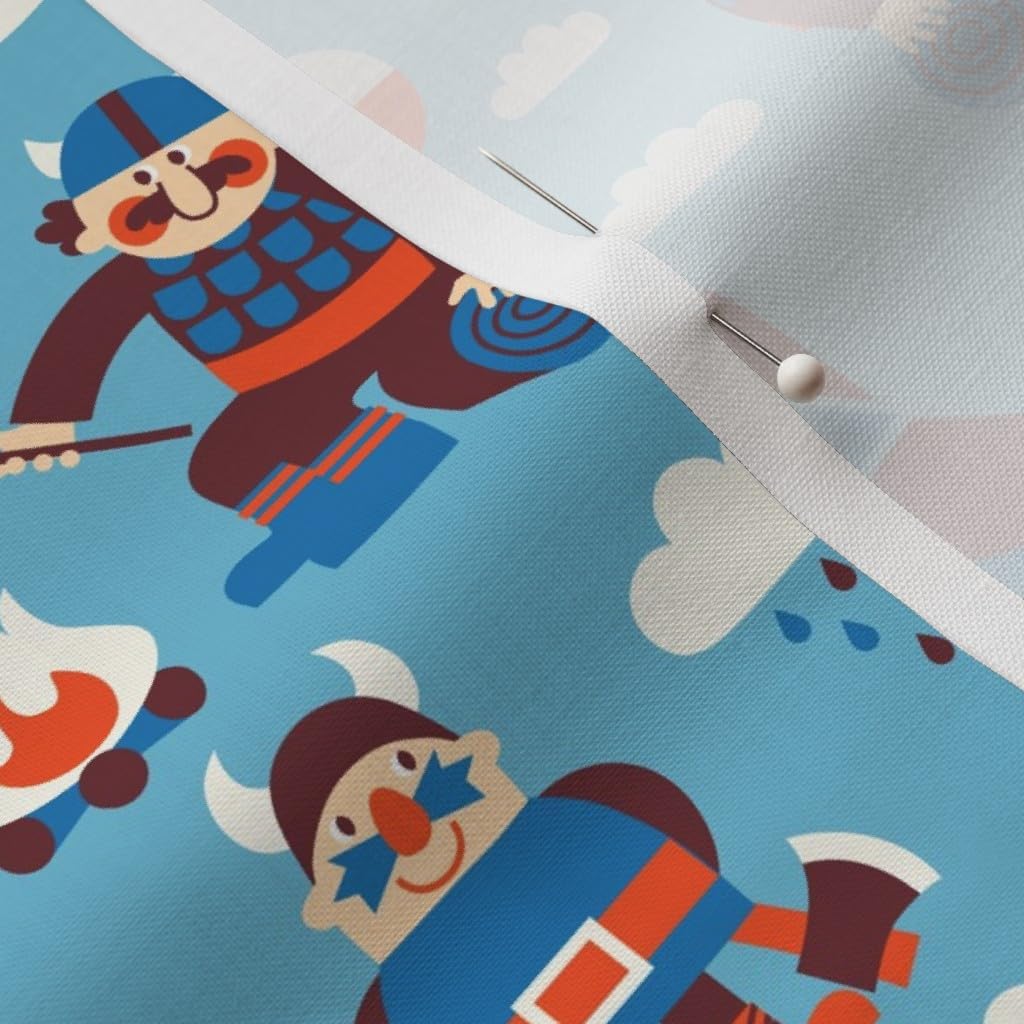 Spoonflower Fabric - Viking Rain Men Fishing Printed on Petal Signature Cotton Fabric by The Yard - Sewing Quilting Apparel Crafts Decor