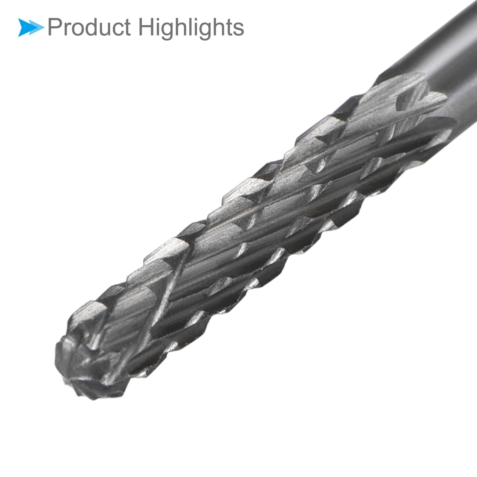 Pilnik obrotowy z węglika wolframu, trzpień 3 mm średnica 3 mm, narzędzie obrotowe z podwójnym cięciem w kształcie cylindra - (Zastosowania: do rzeźbienia w metalu), 2 sztuki