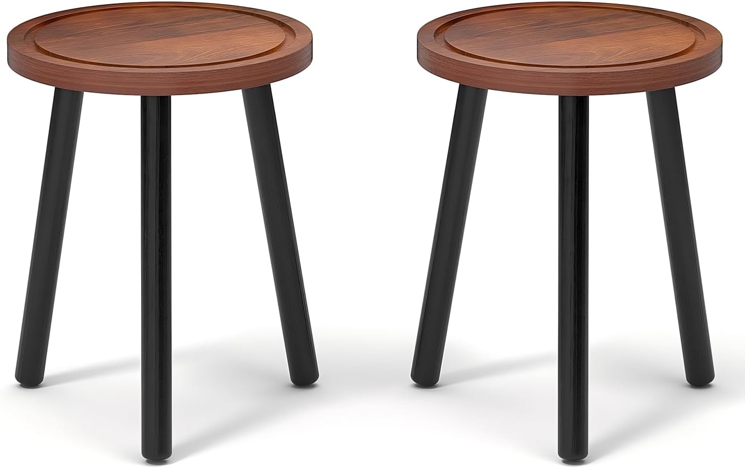 2-Pack Wood Plant Stands Indoor, 16.7" Tall Plant Stand Outdoor Mid-Century Plant Stool, Single Plant Table Modern Small Round Side/End Table for Living Room, Balcony, Office(Brown)