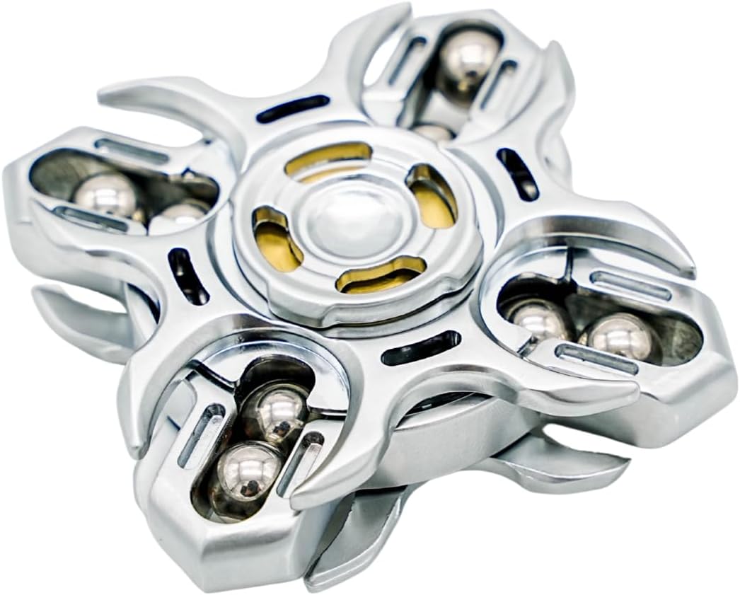 Stainless Steel Tuning Fork Spinner for Adults, EDC Stress Relief Spinner (Bright Silver)