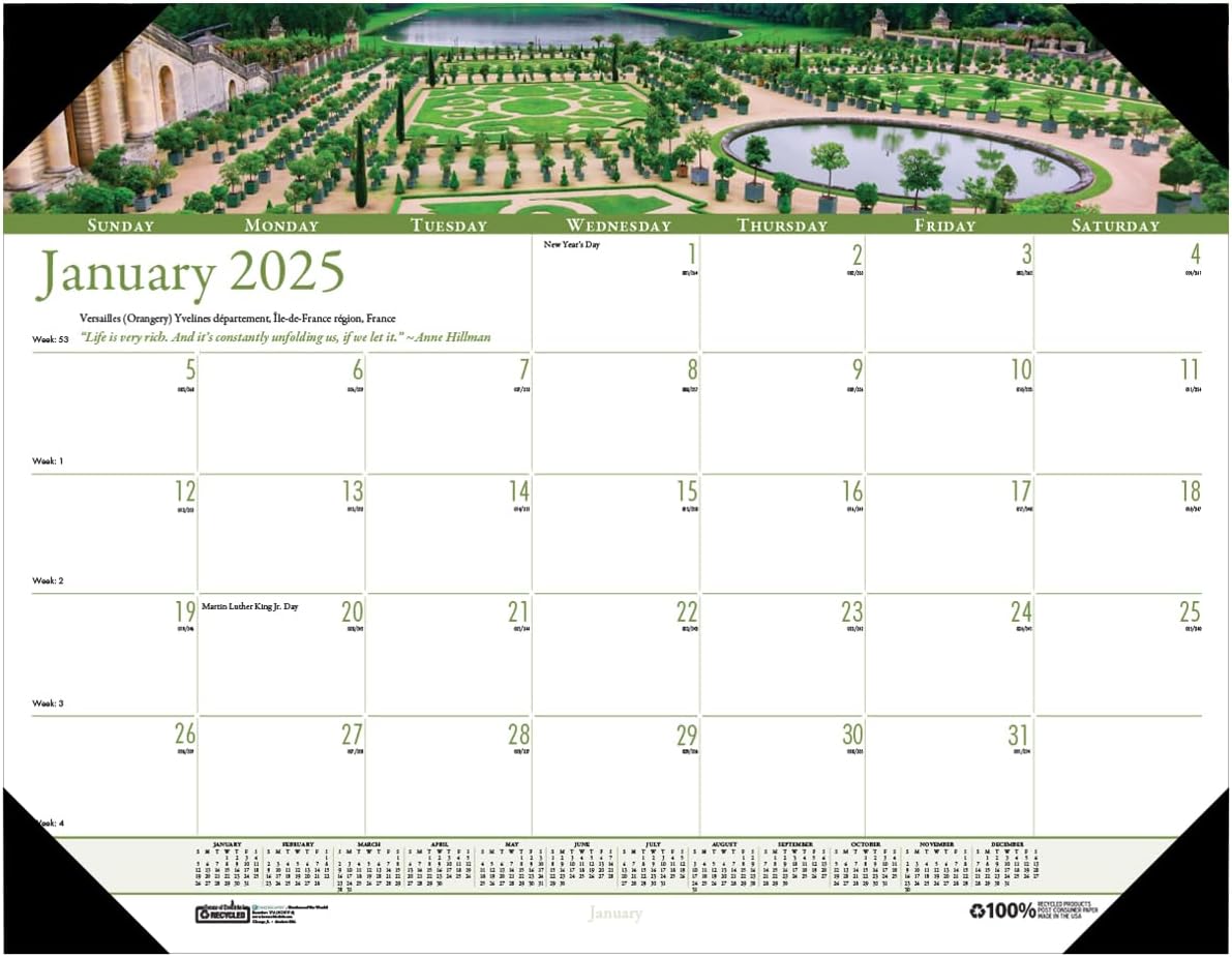 House of Doolittle 2025 Monthly Desk Pad Calendar, Earthscapes Mountains, 22 x 17 Inches, January - December (HOD176-25)