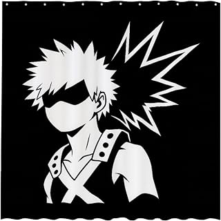 Funnytree Spiky Hair Silhouette Shower Curtain Comic Style Mask Bathroom Decor Waterproof Fabric Durable Easy Care Washable 72"X72"(Hooks Not Included) SC02261-002