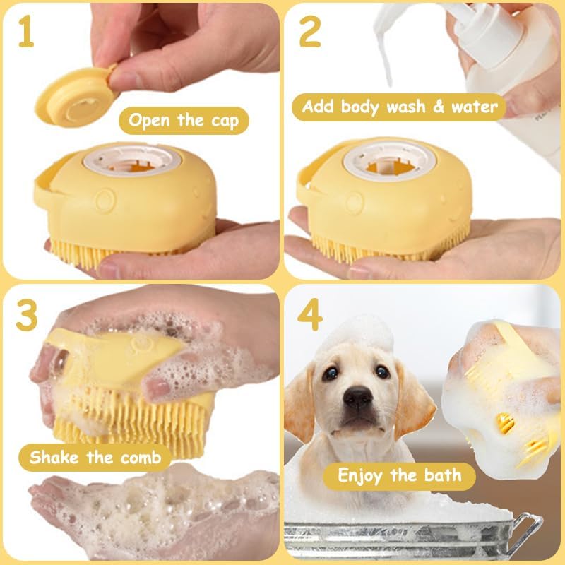 Rosa, escova de banho para cães para animais de estimação, escova de banho de massagem suave