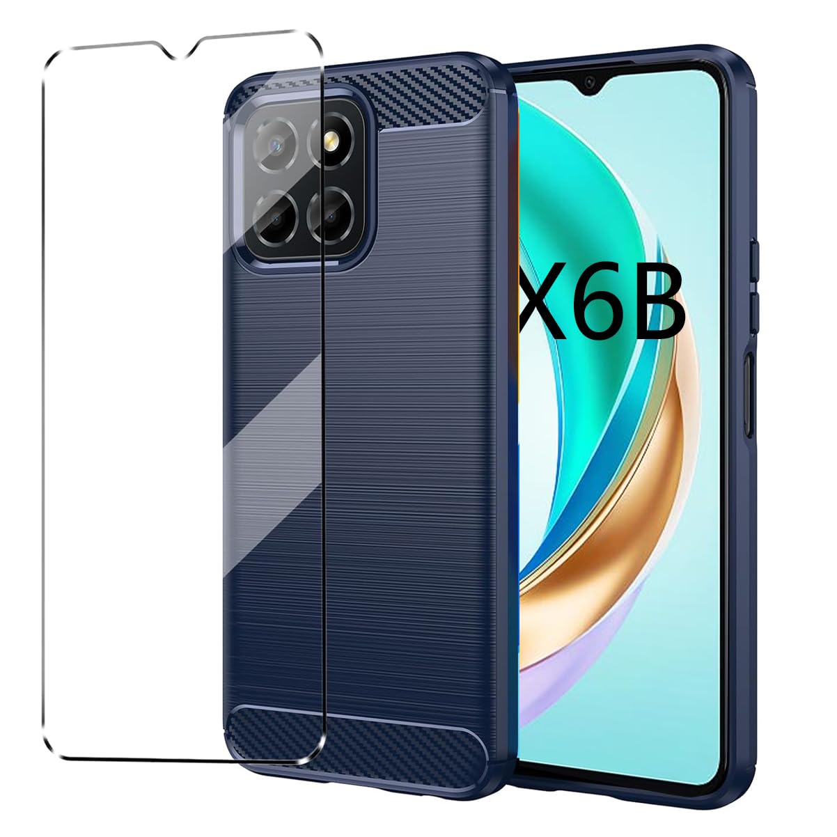 Set Cover + Vetro Temperato Per HONOR 200 Lite - Custodia Antiurto In TPU Nero E Pellicola Protettiva - Protezione Completa