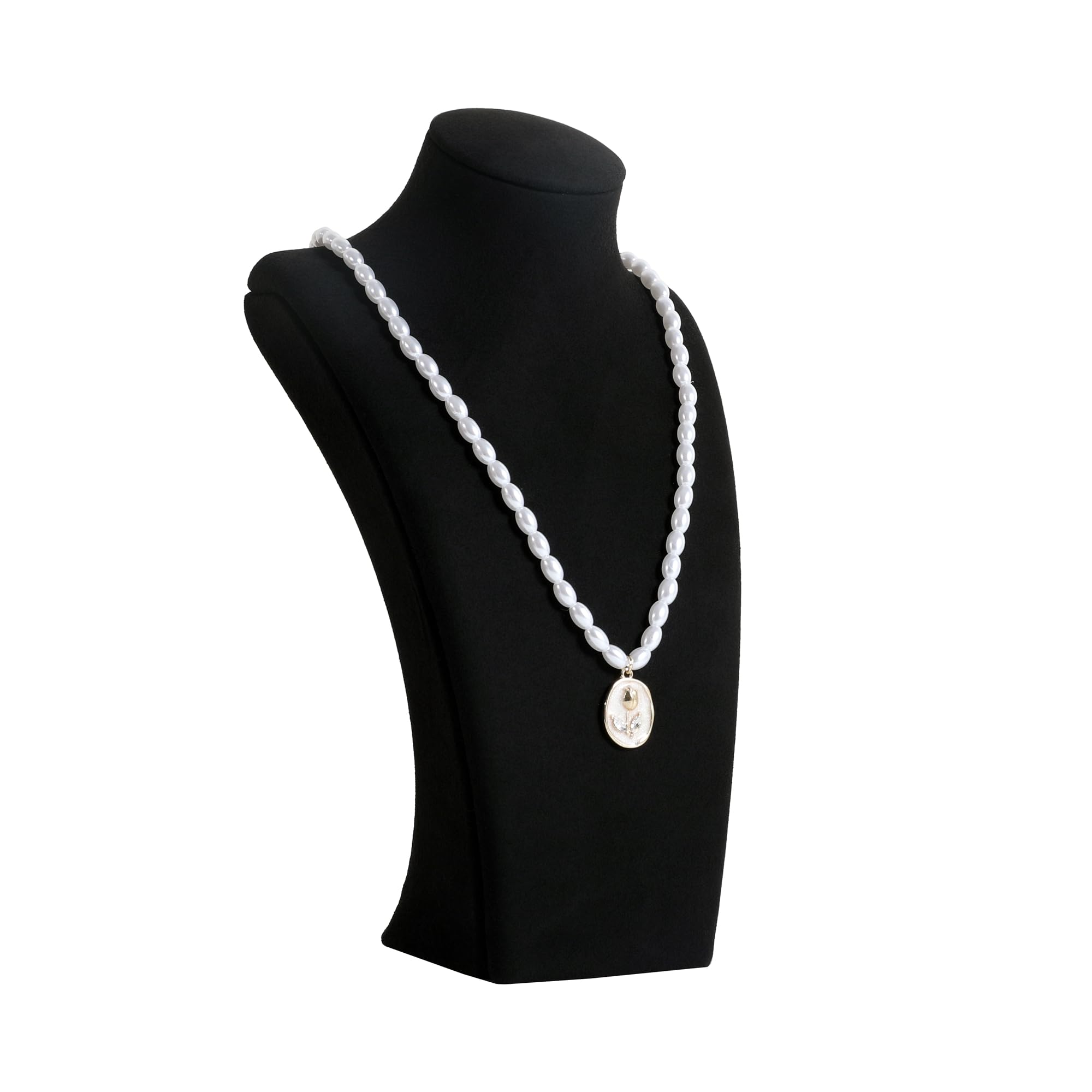 GemeShou Black necklace storage organizer for sale, Velvet necklace holder stand, jewelry bust display stands, Jewelry Mannequin for Countertop, Showcase【Black-Small height 15.9 cm】