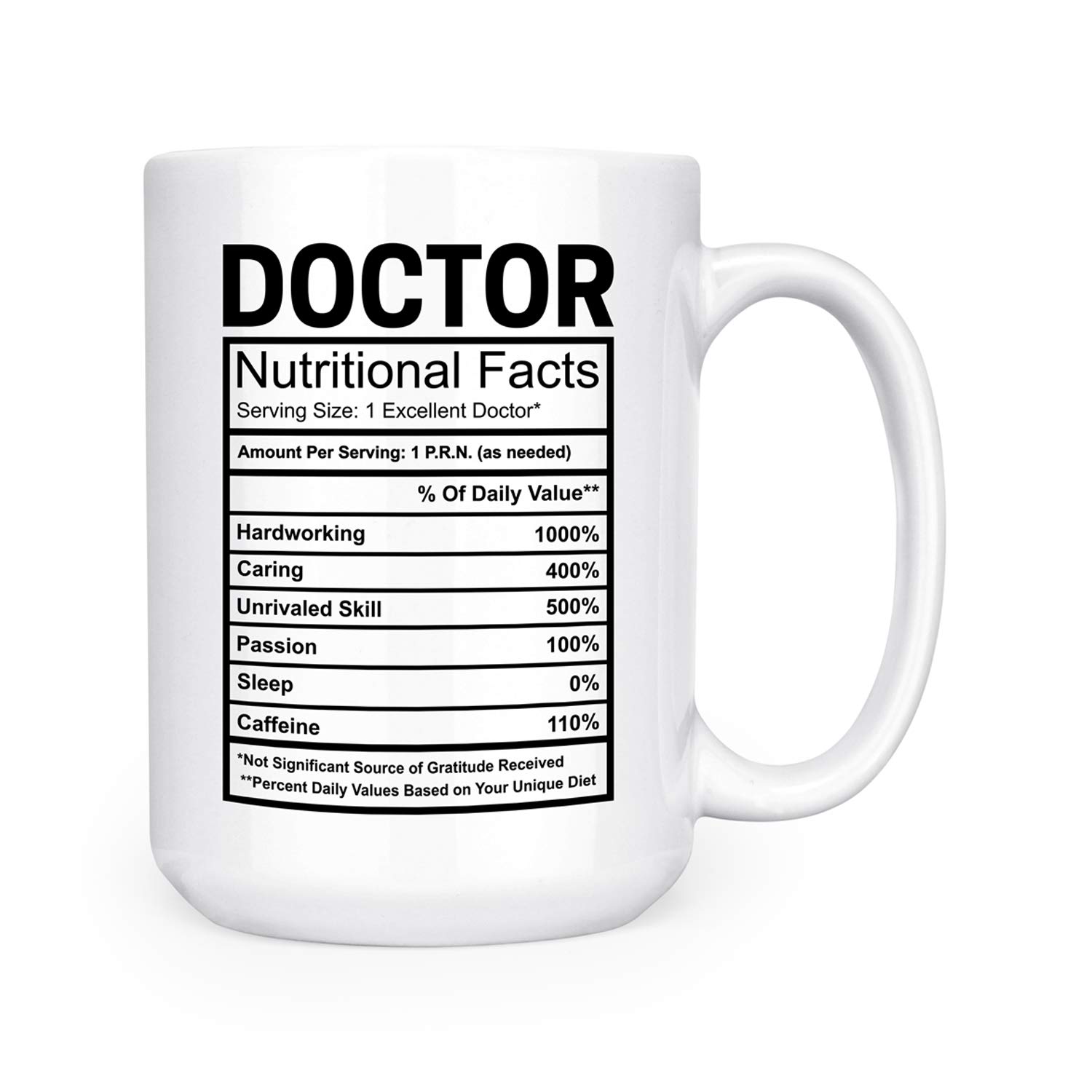 Artisan Owl Doctor Nutritional Facts Ingredients Label Mug - 15 oz Deluxe Double-Sided Coffee Tea Mug (Doctor)