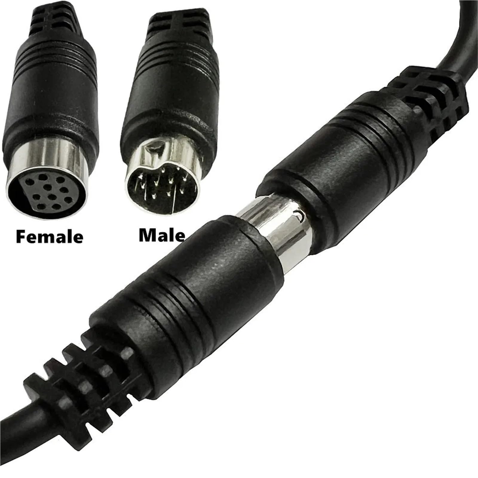 Mini DIN 10-pinowy męski kabel wejściowy audio M/F, 10-pinowy, kompatybilny z odbiornikiem telewizyjnym, monitorem, projektorem, odbiornikiem audio-wideo (męsko-męski, 1,5 m)