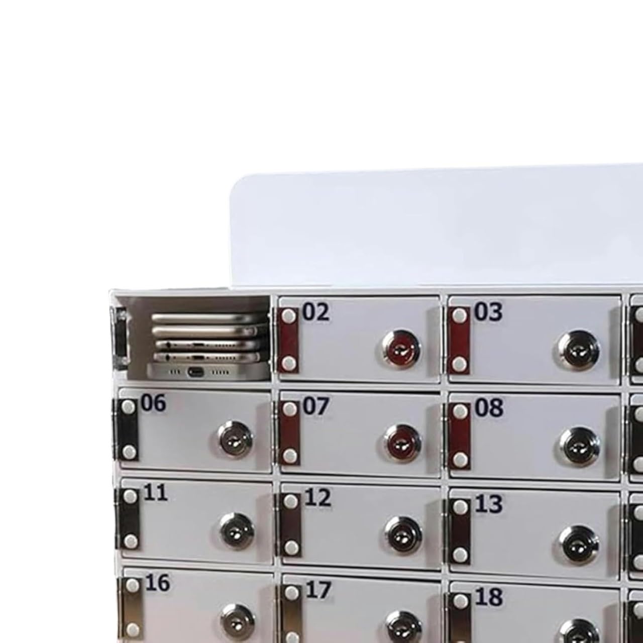 Casier de rangement en acrylique pour téléphones : design épuré 20 portes sécurisées