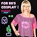 Jadive 80s Neon Fishnet Top Mesh Top Neon Clothes Off Shoulder Fancy Dress Disco Retro Outfit Costume(Pink,5-8 Years)