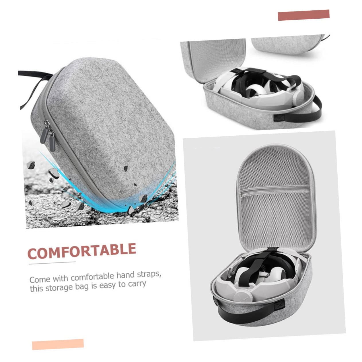 Uonlytech Bolsa de Almacenamiento de Eva para Gafas VR y Mandos, Portátil y Resistente a Golpes, Compatible con Casco VR Modelo 2, Diseño Compacto para Viaje, Color Negro, Tamaño Mediano
