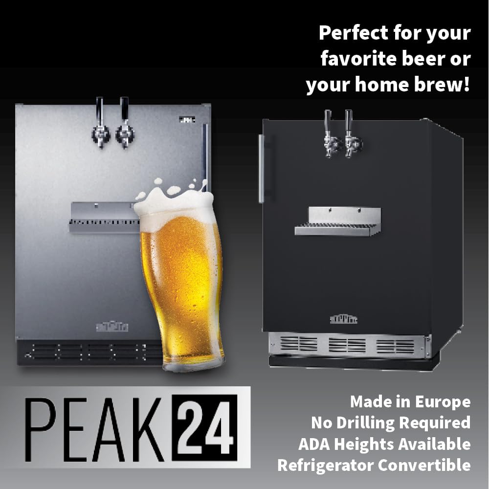 Summit 24" Undercounter Kegerator, Dual Front Beer Tap, No Drill Beer Dispenser, ADA Compliant, Stainless Steel - Sbc7brsfrtpada on Fridge.com - View 6