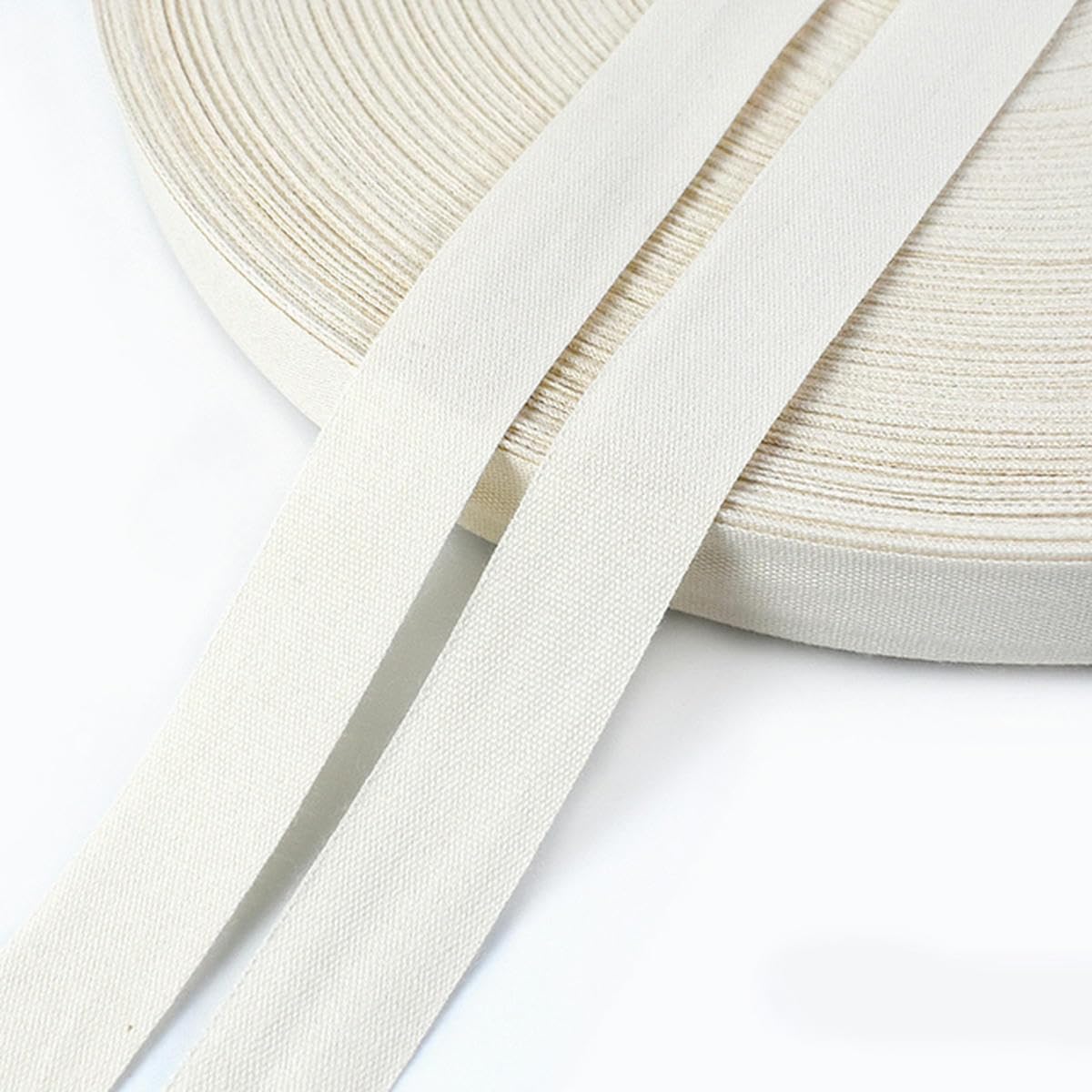 1 pieza (90 M) 10/15/20/25/30/35 mm Cintas de algodón Cintas Bolsa Cinturón Etiqueta Cintas Bandas DIY Costura Ropa Etiqueta Cinta Bies Encuadernación Artesanía-Natural-20 mm
