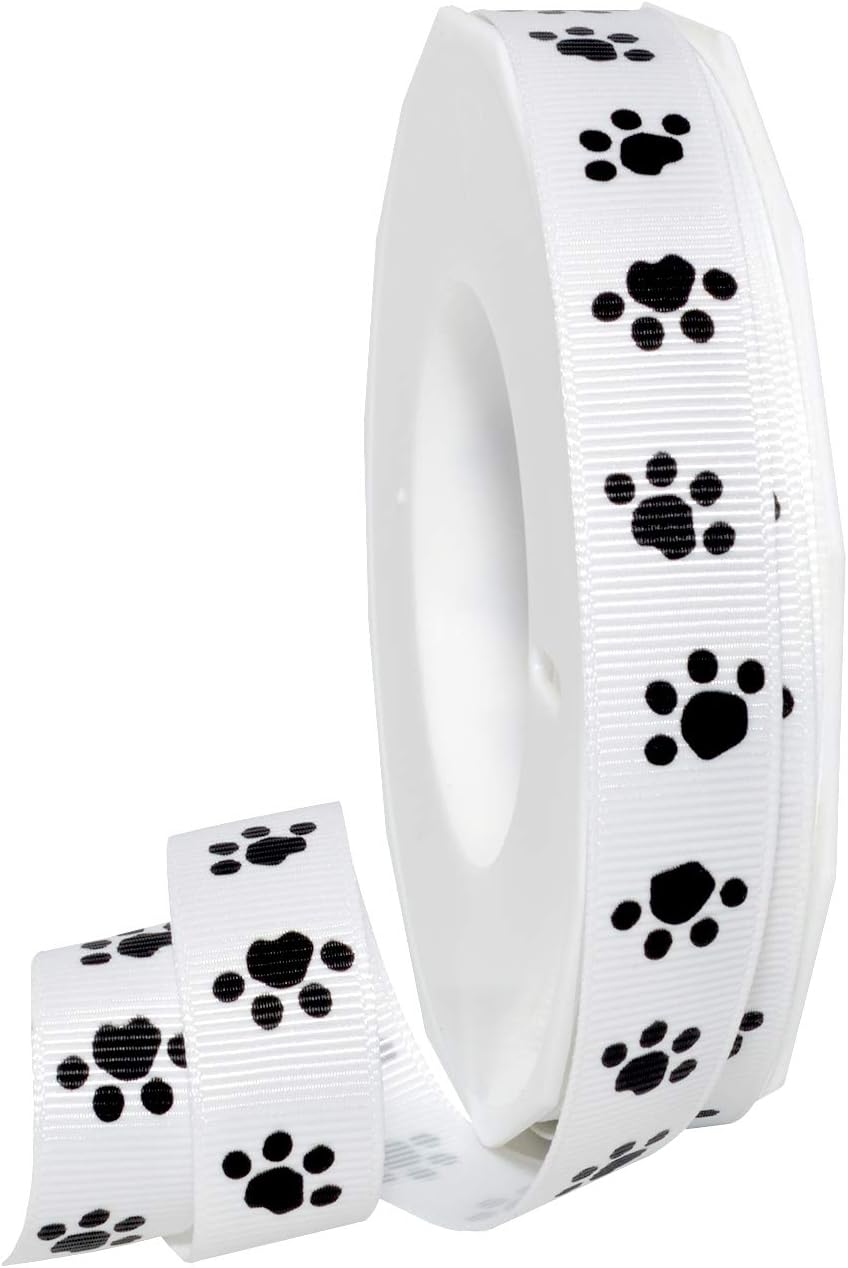 Morex Ribbon Precious Pets - Paws in Blue & White Satin, 7/8 inch by 20 Yards, Blue image 4