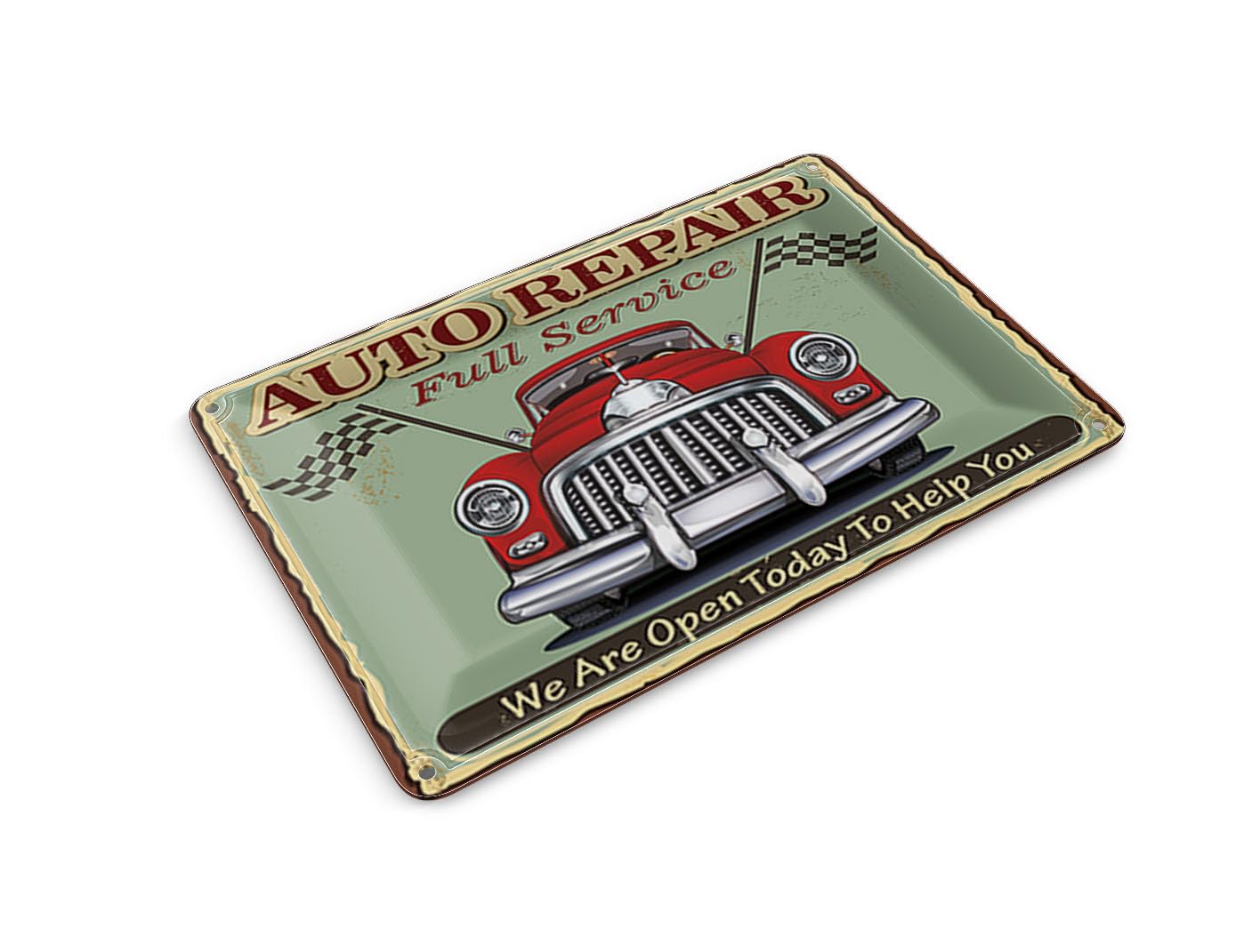 Femer Girls Multicoloured Tin Postcard Retro 14 X 10 Cm Auto Repair Full Service Metal Decorative Sign