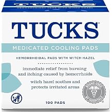 TUCKS Medicated Cooling Pads, 100 Count &ndash; Hemorrhoid Pads with Witch Hazel, Cleanses Sensitive Areas, Protects from Irritation, Hemorrhoid Treatment, Medicated Pads Used by Hospitals