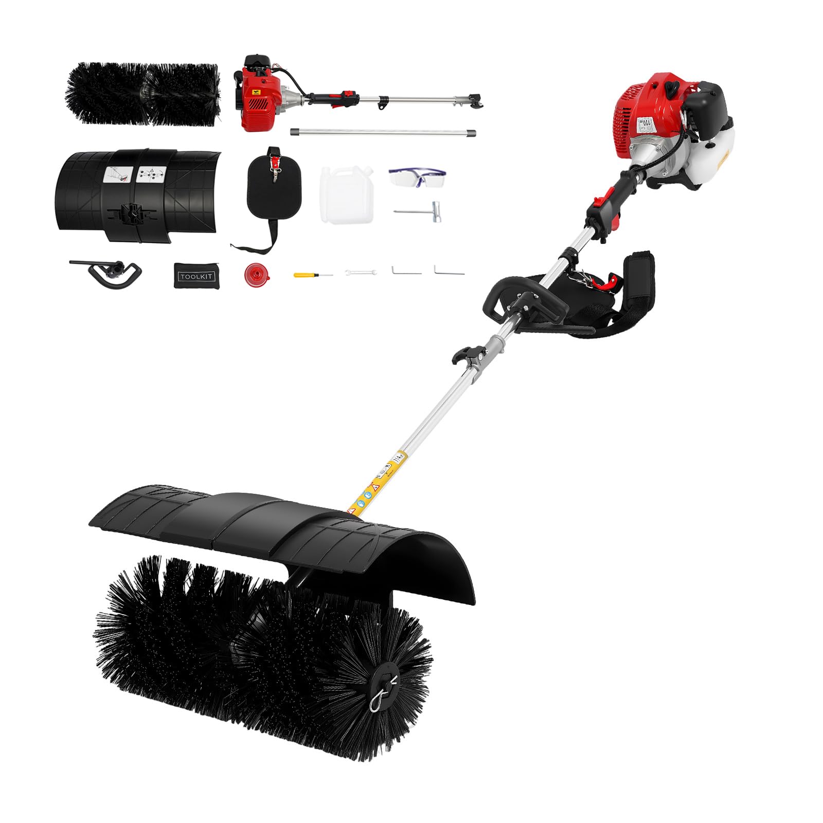 52CC Spazzaneve a benzina, a 2 tempi, spazzaneve a benzina, spazzaneve a mano con testa di 58 cm, scopa a motore portatile raffreddata ad aria, 2,3 CV