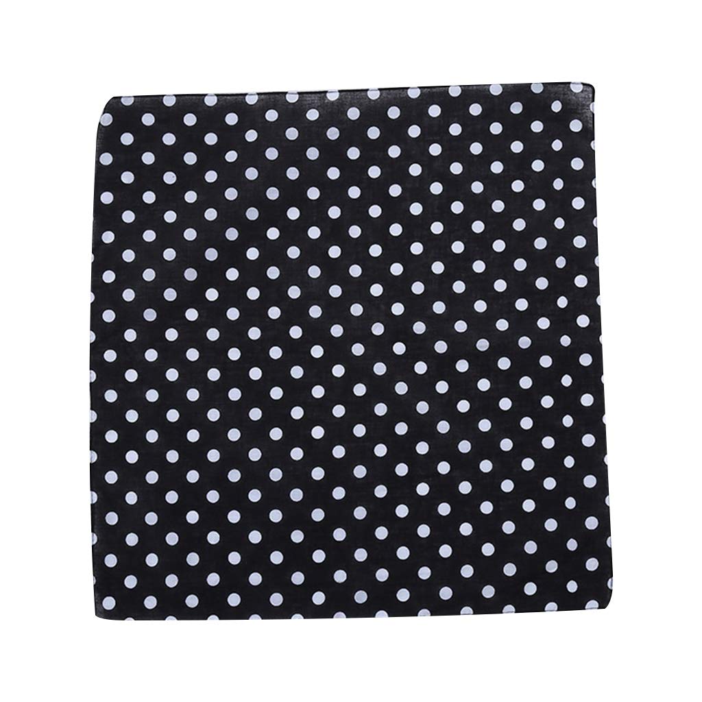 Greabuy Women's Black Scarves For 55X55cm Unisex Vintage Large Polka Dot Square Scarf Cotton Sport For Head Shawls And Wraps For Scarf Gifts