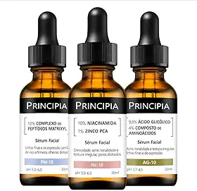 Principia Kit 3 Séruns Niacinamida + Peptídeos + Glicólico