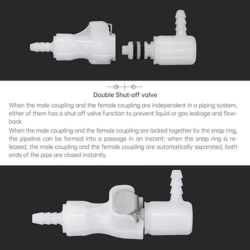 Miniatura 12 de 2 tubos de plástico de 1/8 pulgadas, 3/16 pulgadas, 1/4 pulgadas, 1/8 pulgadas, manguera de plástico en línea, conector rápido, manguera