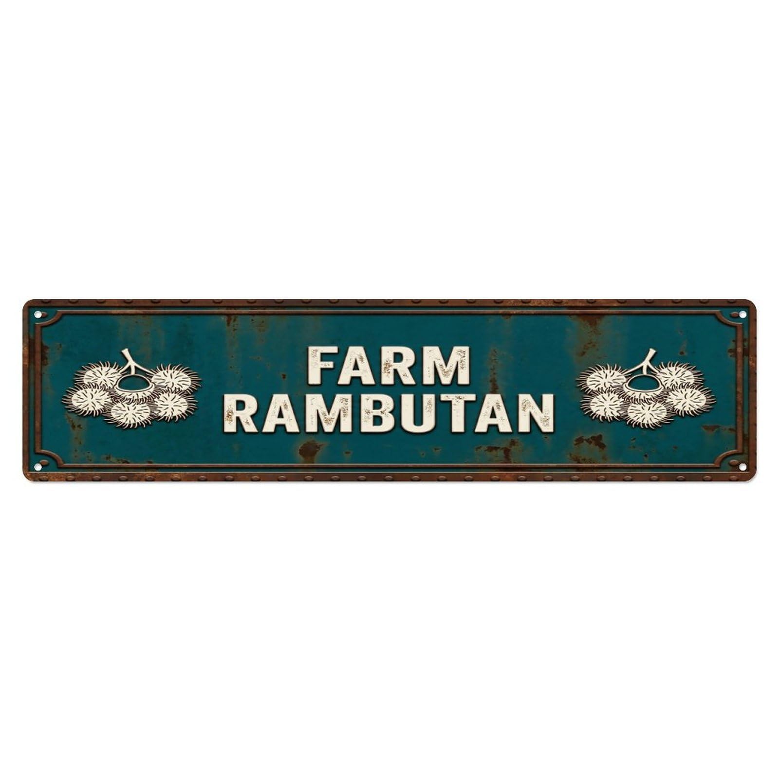 FARM RAMBUTAN Vintage Fruit Rustic Farmhouse Metal Tin Sign