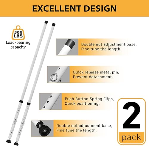 Miniatura 4 de PBHEPJ Paquete de 2 barras de seguridad para puerta corredera, barra de seguridad ajustable para puerta de patio de 18.5 a 51 pulgadas con puntas de