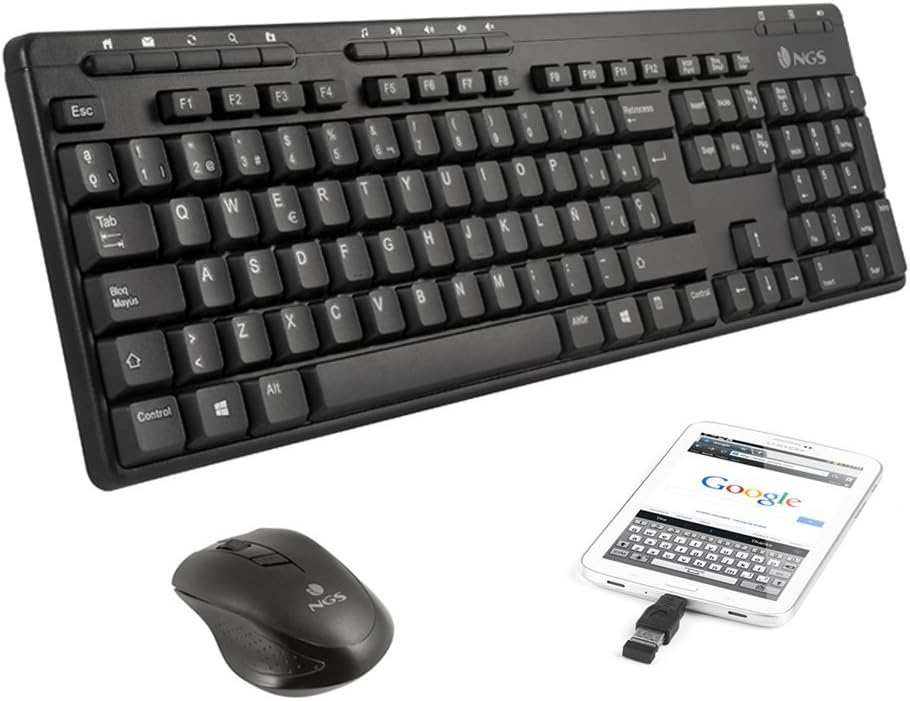 NGS - Kit de Escritorio inalámbrico (ratón, Teclado y Adaptador) OTG Android