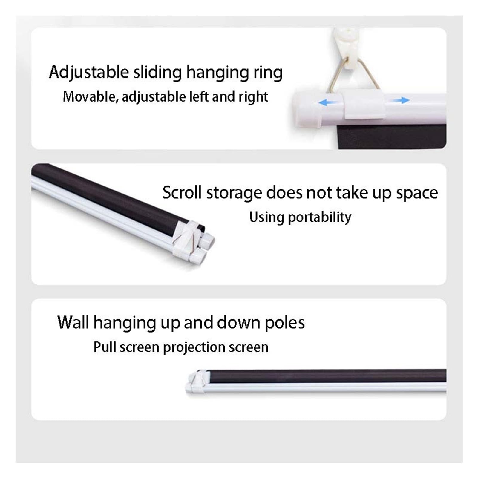 Thinyou pantalla de proyector montada en la pared 3D 60 pulgadas, 72, 84, 100, 16:9, compatible con 4K utilizado for cine casa Mo(Black Glass F 72inch)