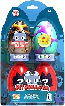 Pet Simulator - Mystery Pet Minifigures 4-Pack Four Mystery Eggs & Figures w/Accessories & Stands, Series 2 [Includes DLC]